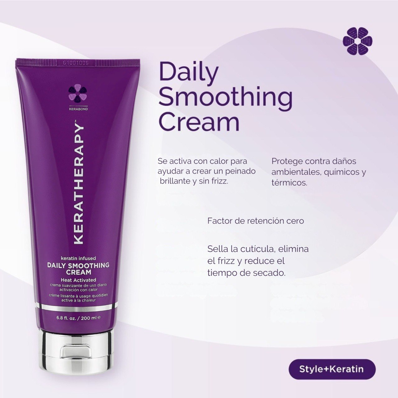 Keratherapy Daily Smoothing Cream 200 ml, Crema suavizante sin enjuague para todo tipo de cabello.