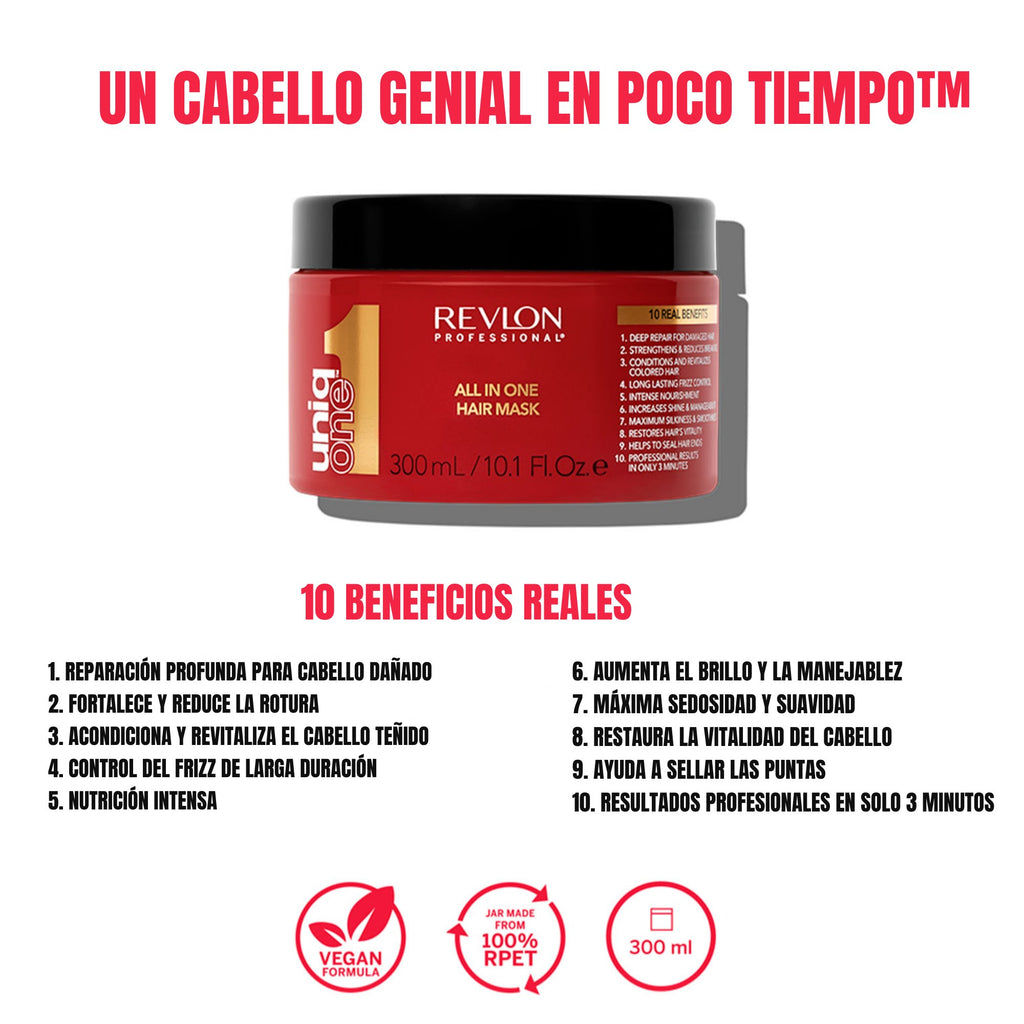 Revlon UniqOne Super Mascarilla 300 ML - Para Cabellos Secos y Encrespados