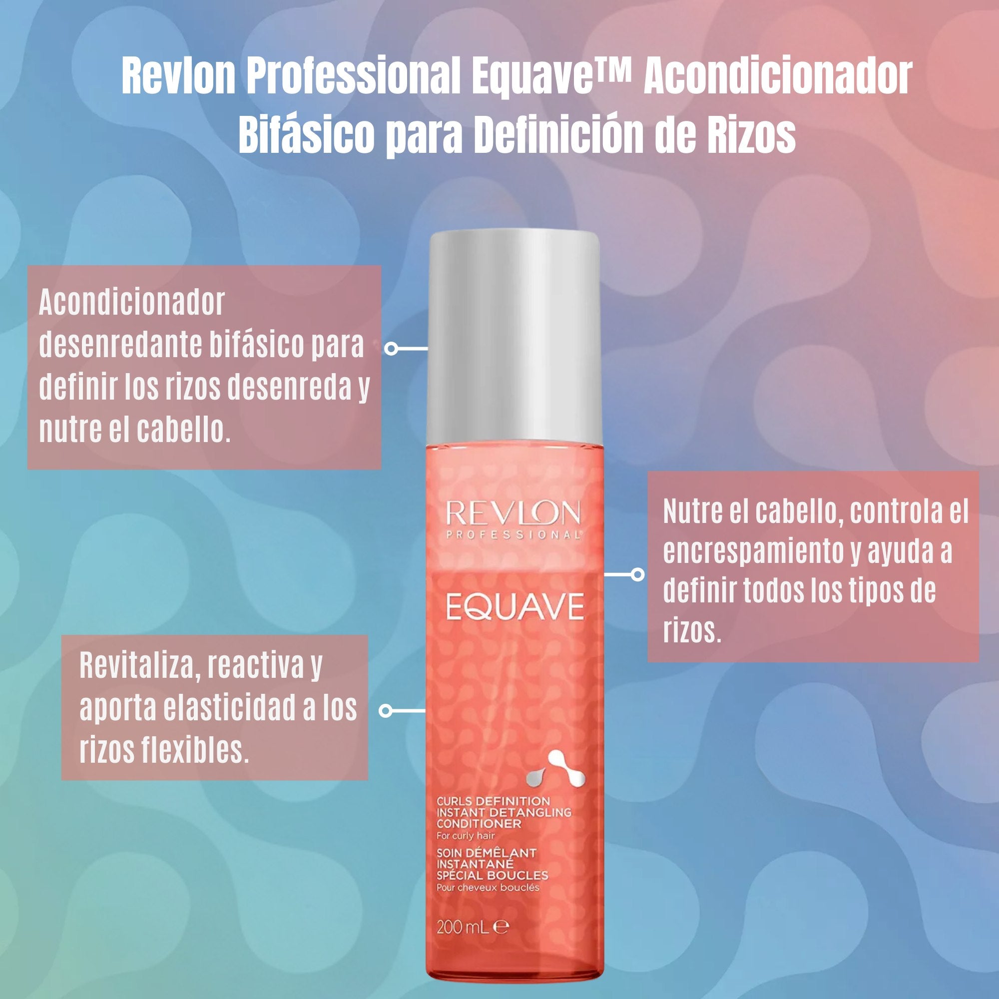 Revlon Professional Equave Curls Hidronutritivo 200 ml. Desenredante bifásico sin enjuague para cabello rizado