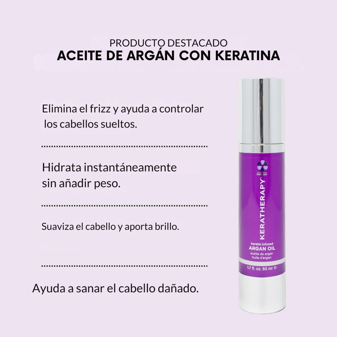 Keratherapy Argan Oil with Keratin 50 ml, Nutrición y brillo sin frizz para tu cabello.